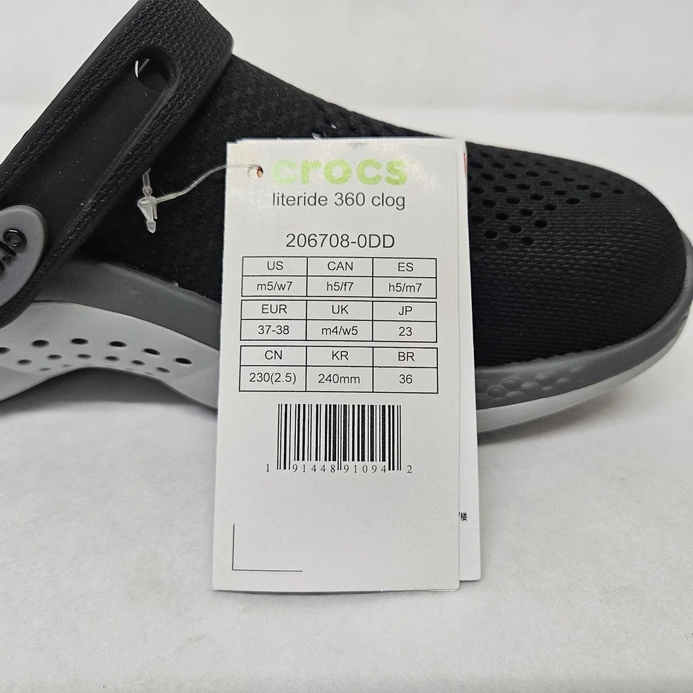 Crocs LiteRide 360 Clog 206708-0DD Black Slate Grey Mens 5